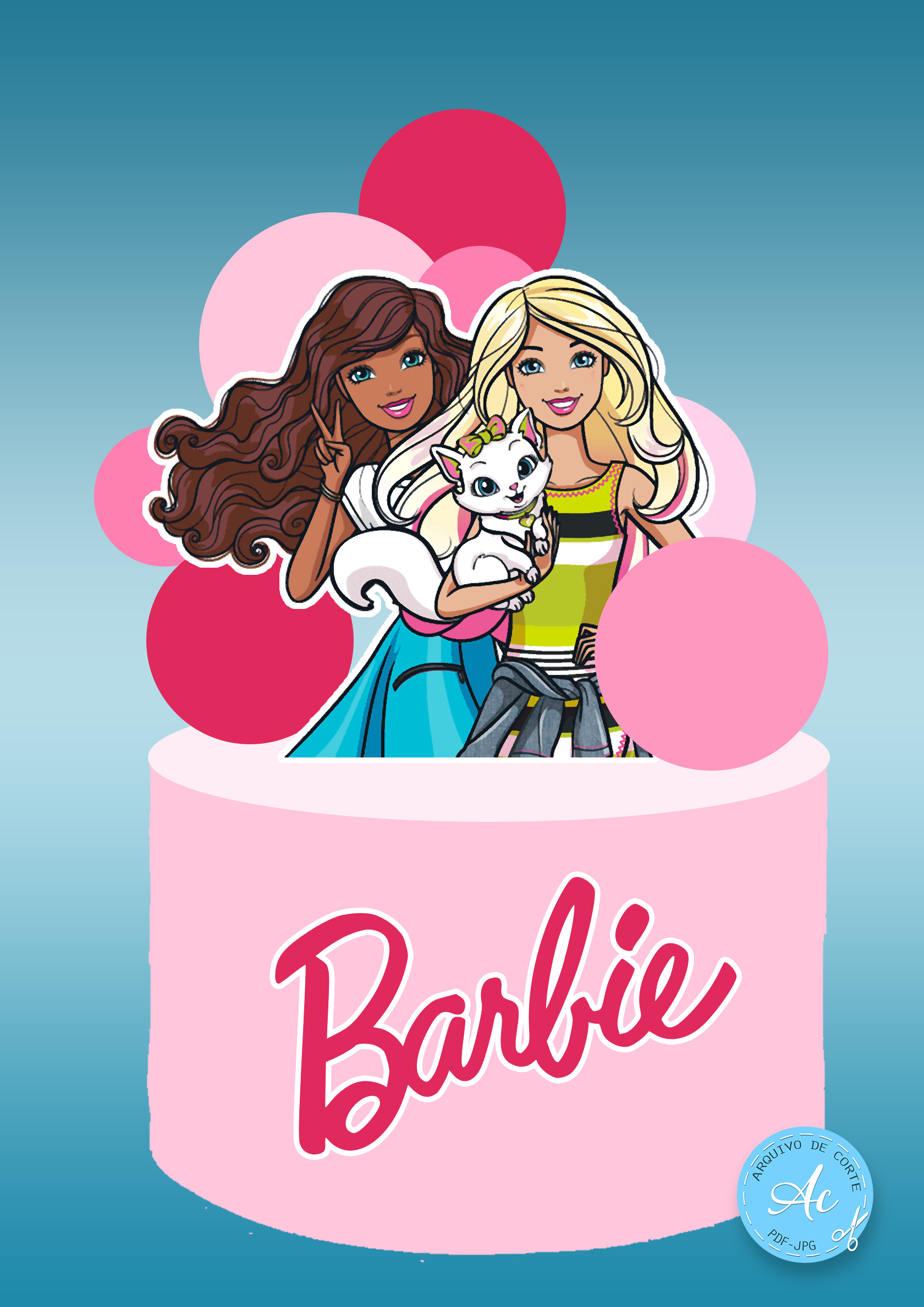 Topo de bolo Barbie #1 - Arquivo de corte